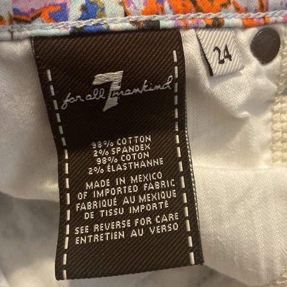 Women’s 7 For All Mankind jeans. Blue with design. Size 24 - Picture 8 of 9